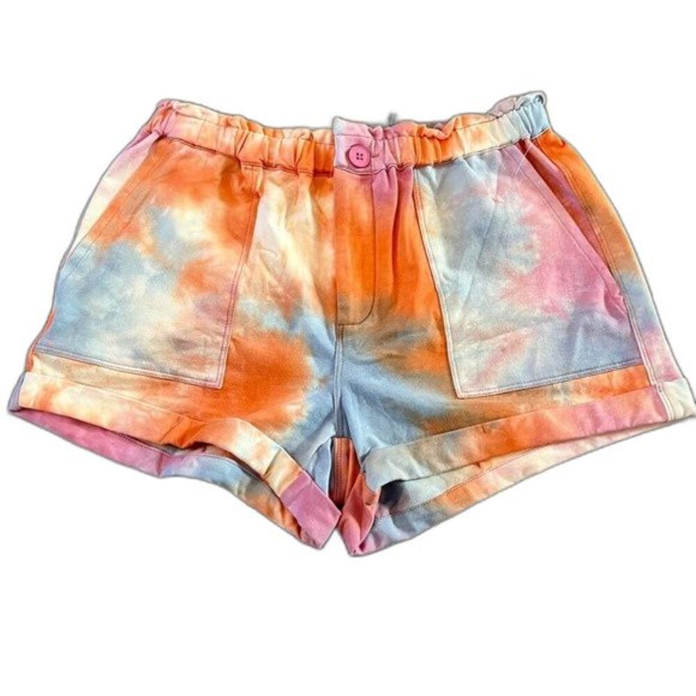 Blank NYC orange shorts women Tie Dye Paper Bag Shorts size M boho normcore